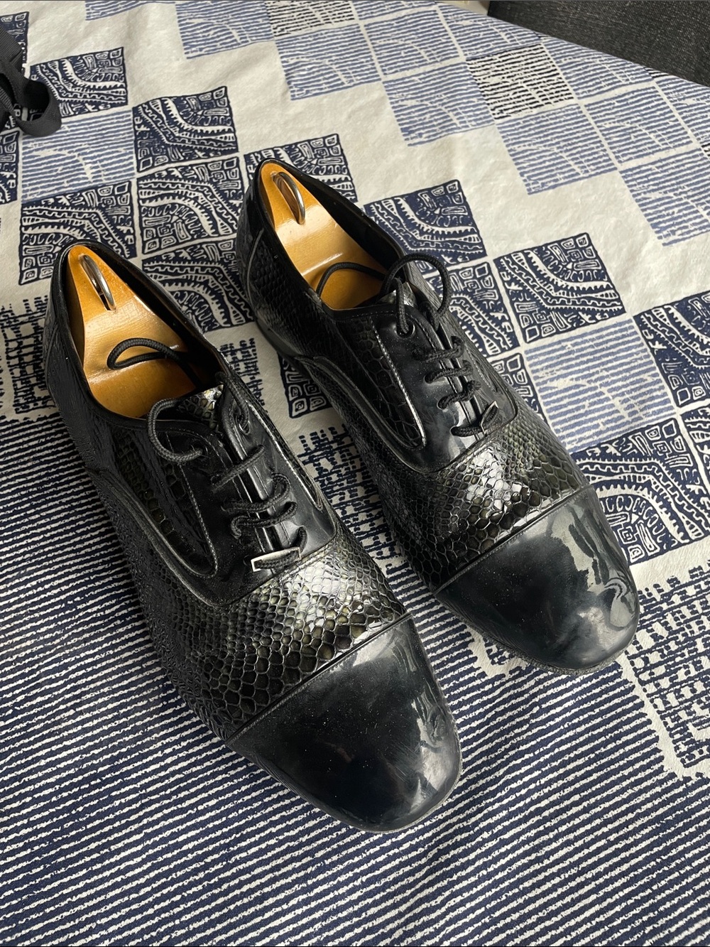 Dance shoes Men's Black Cap-Toe Lace-Up Dress Oxfords